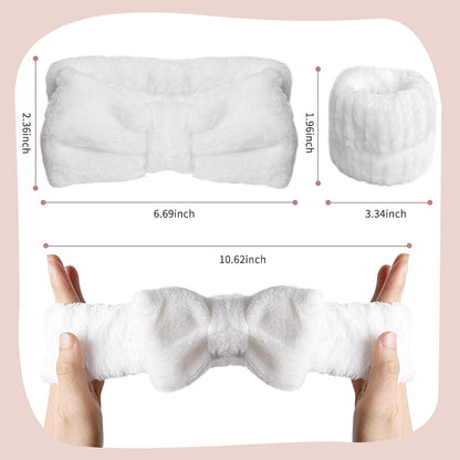 Spa Headband and Wristband Set,White