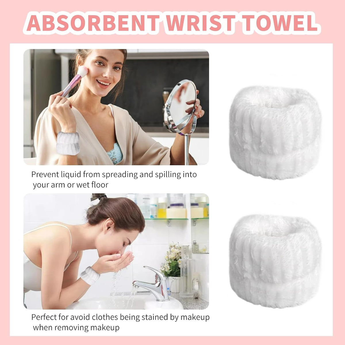 Spa Headband and Wristband Set,White